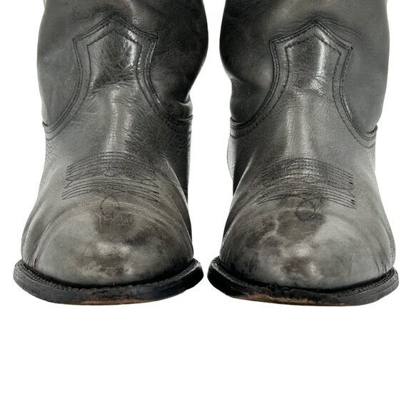 Vintage FRYE Cowboy Boots Men Size 9D Grey Gray Leather Western Rodeo Dress Boot - Picture 12 of 15